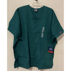 Cherokee Unisex Adult 2xl Hunter Green Vneck Short Sleeve Scrub Shirt NWT! A5115